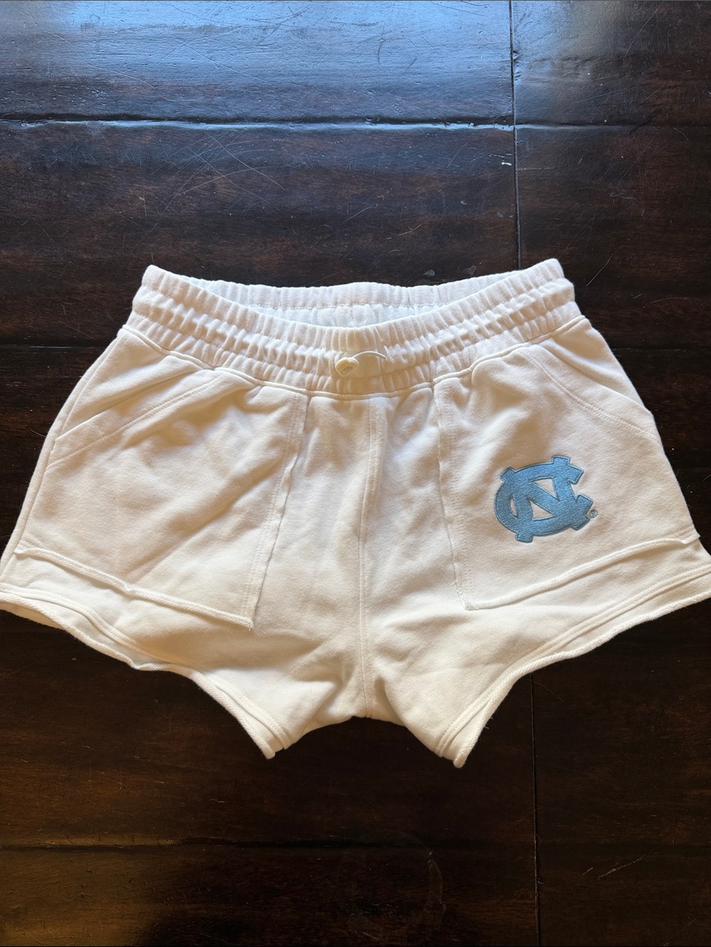 University NC Logo White Women's Athletic Shorts